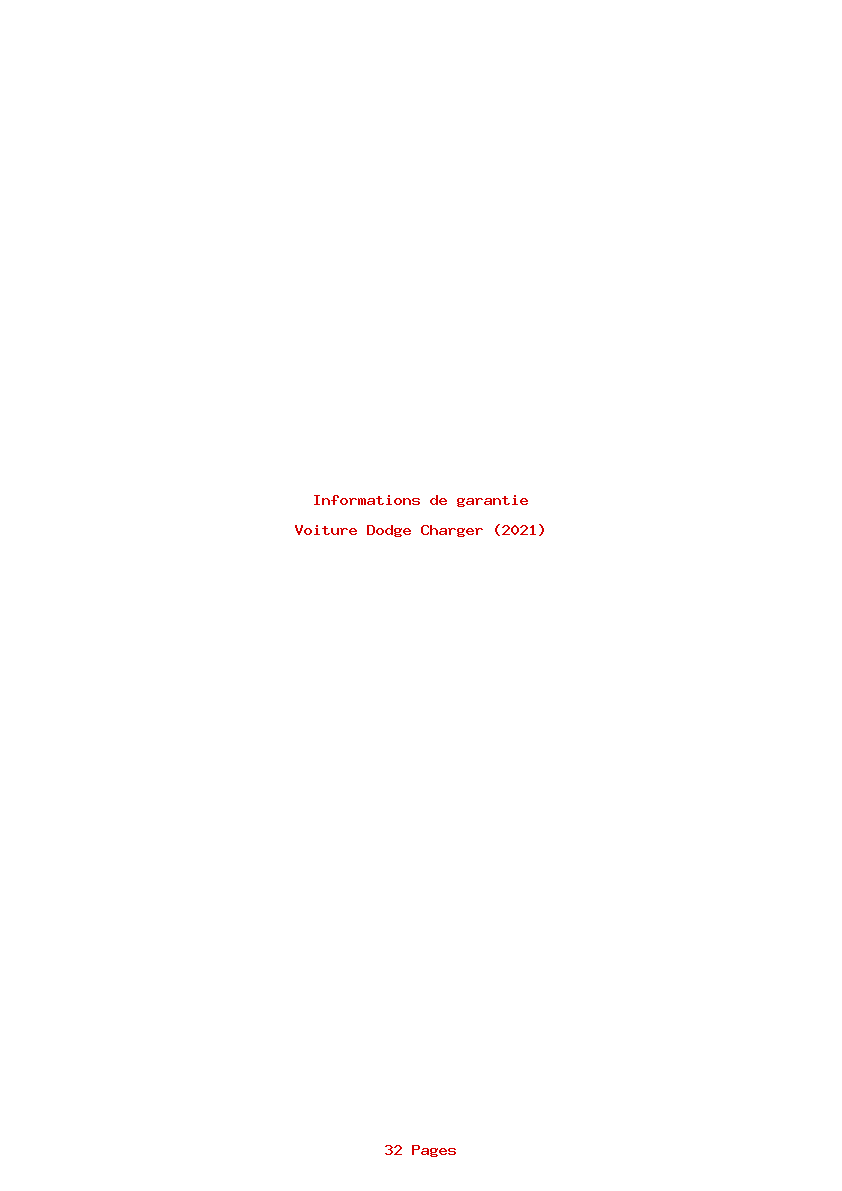 Page 1 de la notice Informations de garantie Dodge Charger (2021)