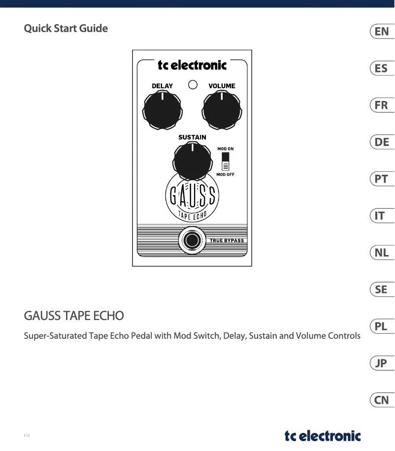 Page 1 de la notice Manuel utilisateur TC Electronic Gauss Tape Echo
