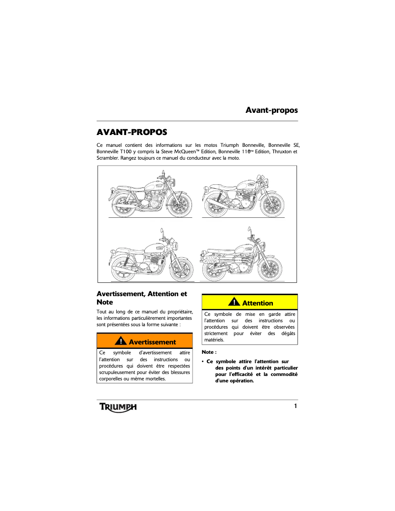 Página 1 del manual Manual de usuario Triumph Bonneville (2015)
