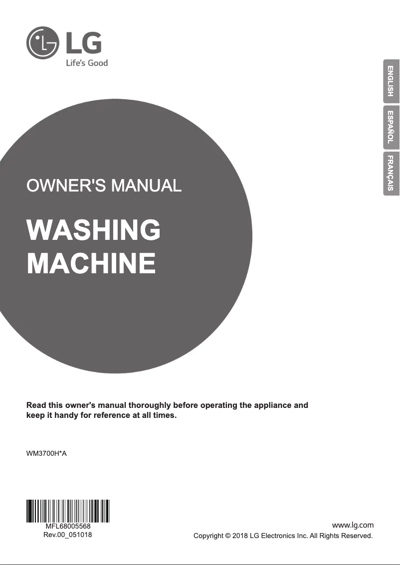 Page 1 of the manual User Manual LG WM3700HVA