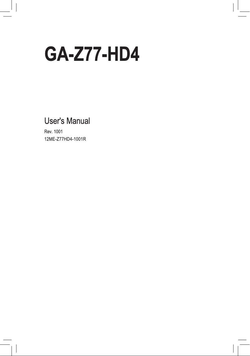 Page 1 de la notice Manuel utilisateur Gigabyte GA-Z77-HD4