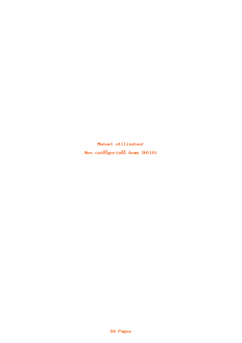 Page 1 de la notice Manuel utilisateur Acme SH1101