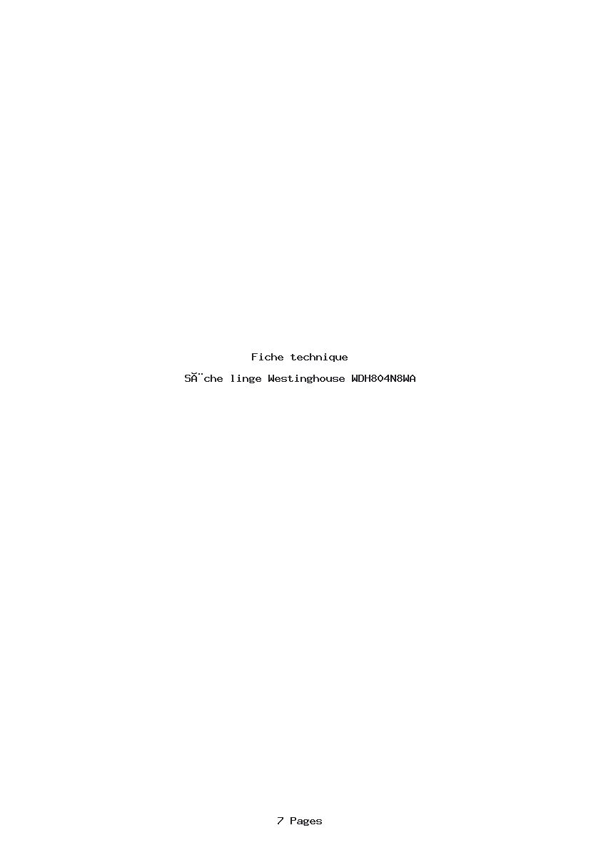 Image de la première page du manuel de l'appareil WDH804N8WA