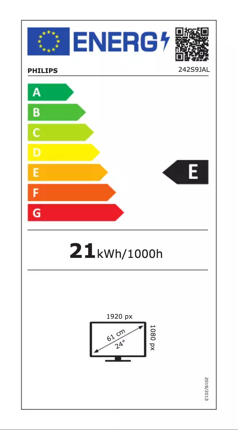 Page 1 of the manual Energy Label Philips S Line 242S9JAL