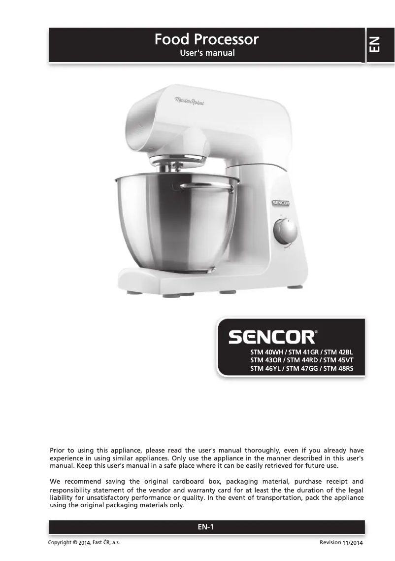 Page 1 de la notice Manuel utilisateur Sencor STM 42BL