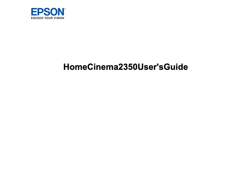 Página 1 del manual Manual de usuario Epson Home Cinema 2350