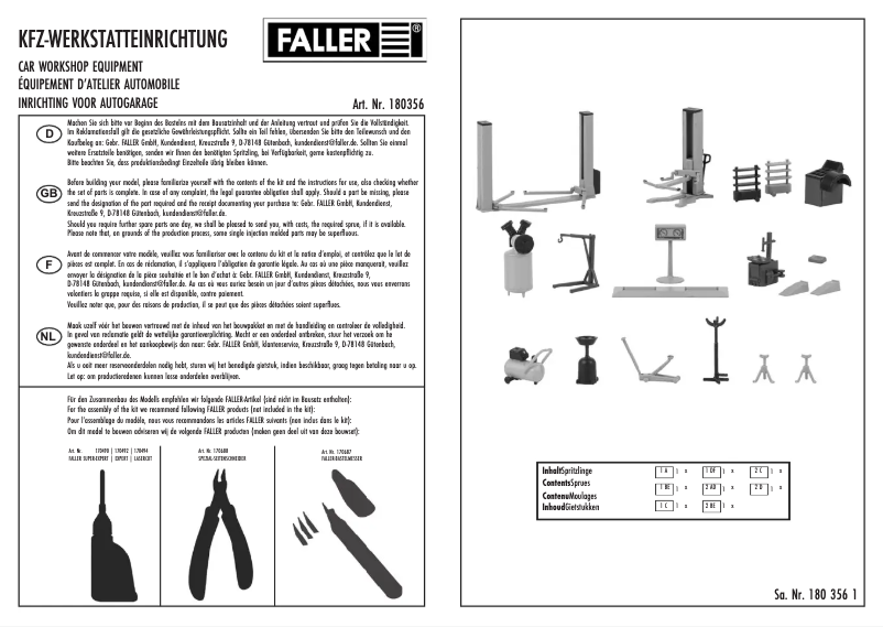 Page 1 de la notice Manuel utilisateur Faller 180356