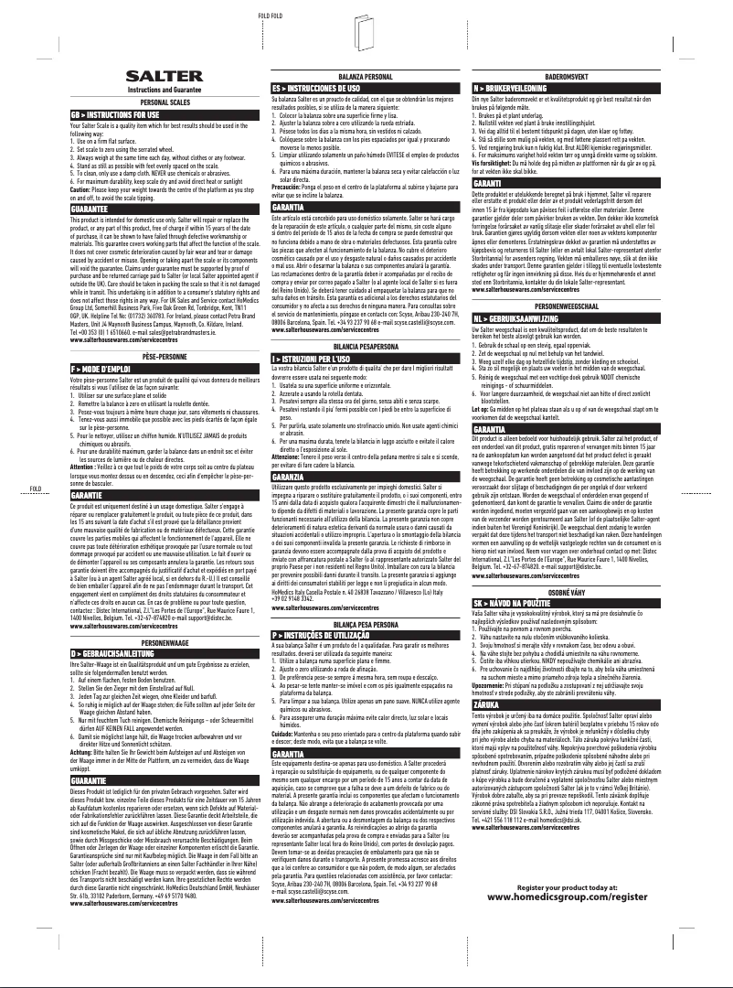 Page 1 of the manual User Manual Salter SA 9193 GN3R