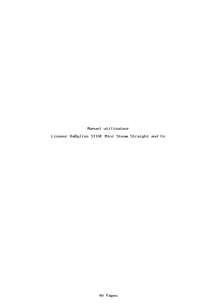 Page 1 de la notice Manuel utilisateur BaByliss ST18E Mini Steam Straight and Co