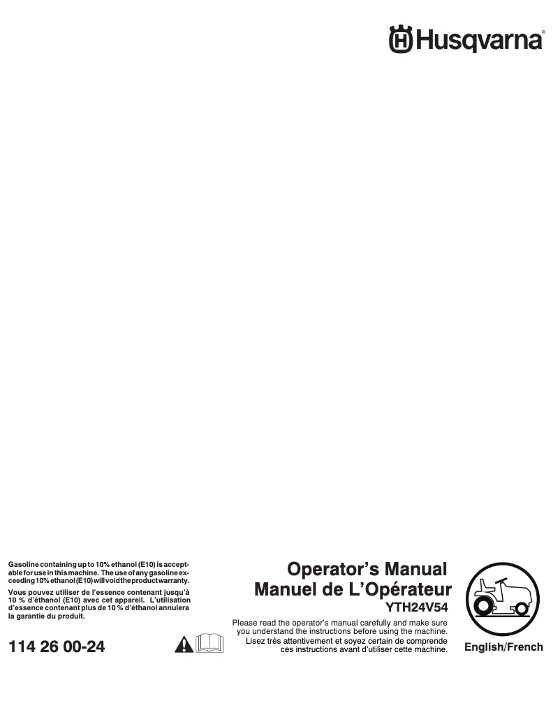 Page 1 de la notice Manuel utilisateur Husqvarna YTH24V54