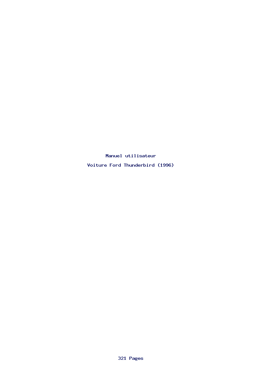 Page 1 de la notice Manuel utilisateur Ford Thunderbird (1996)