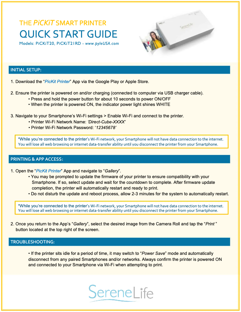 Page 1 de la notice Manuel utilisateur SereneLife UPICKIT21RD