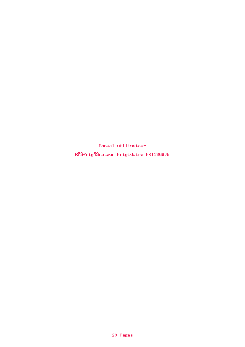 Page 1 de la notice Manuel utilisateur Frigidaire FRT18G6JW