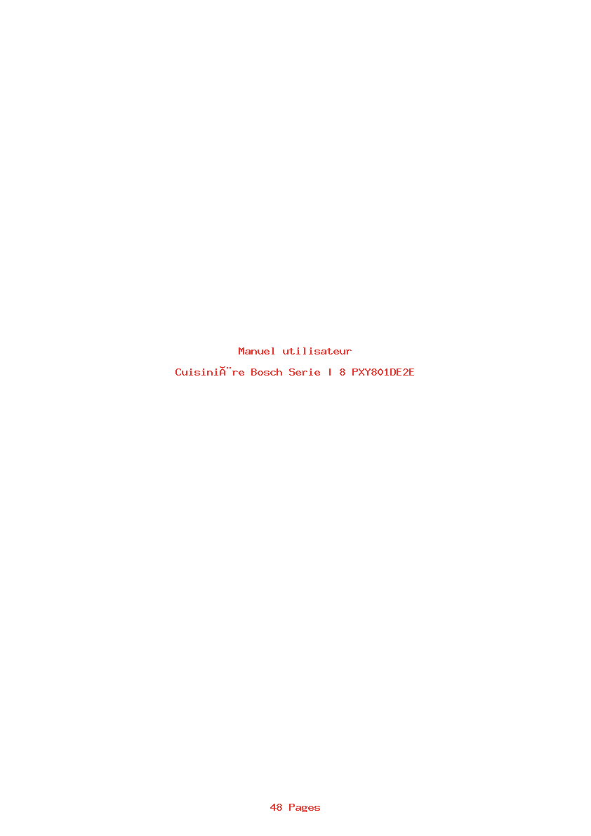 Page 1 de la notice Manuel utilisateur Bosch Serie | 8 PXY801DE2E