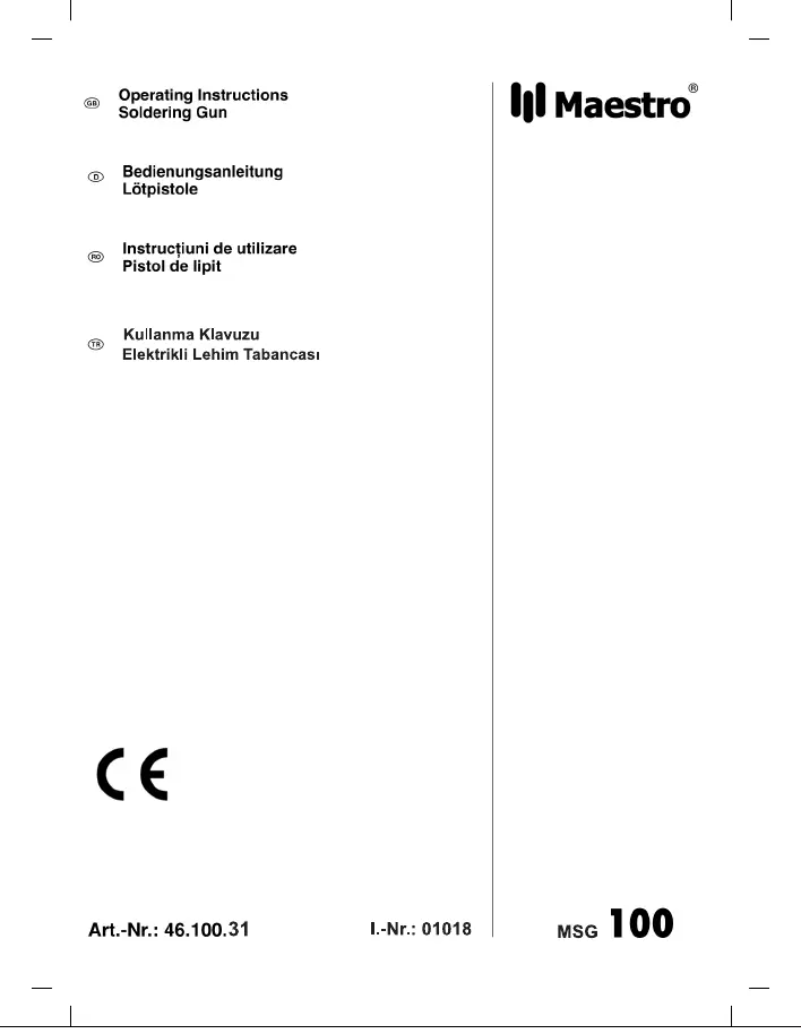 Page 1 de la notice Manuel utilisateur Maestro MSG 100