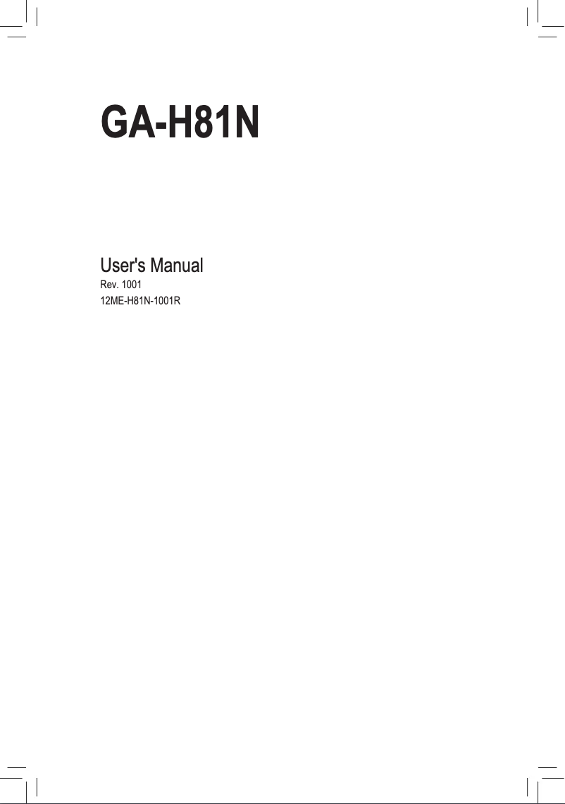 Page 1 de la notice Manuel utilisateur Gigabyte GA-H81N