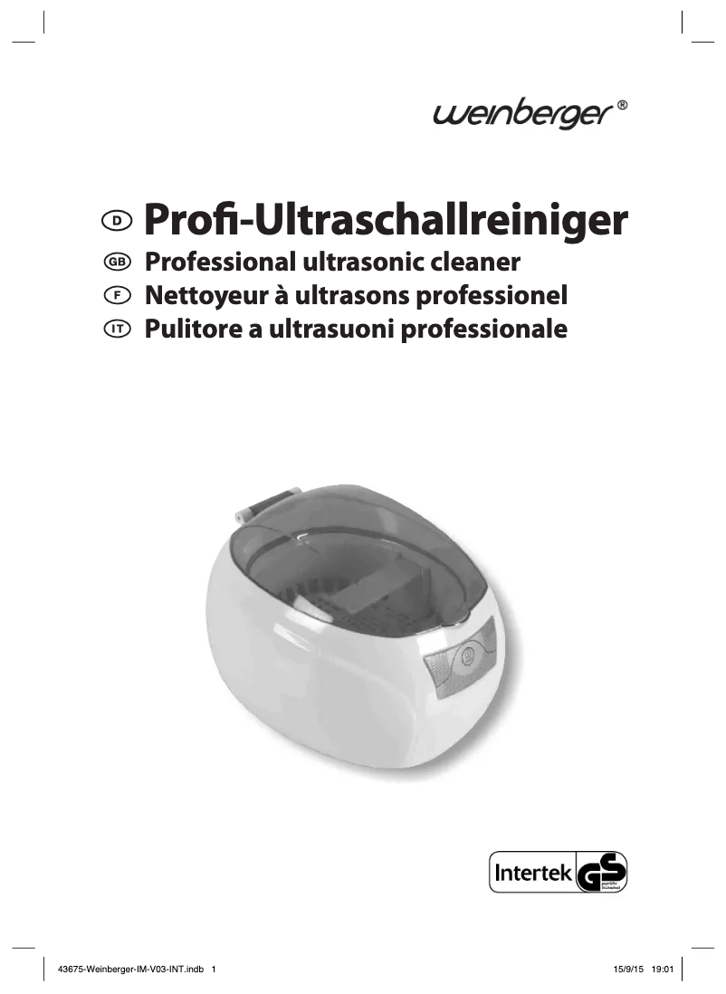 Page 1 of the manual User Manual Weinberger SU-739