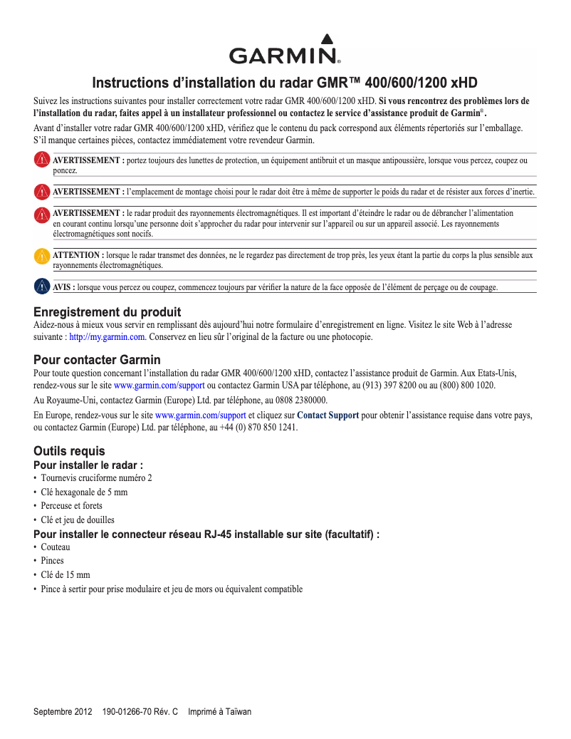 Page 1 of the manual Installation Guide Garmin GMR 406 xHD