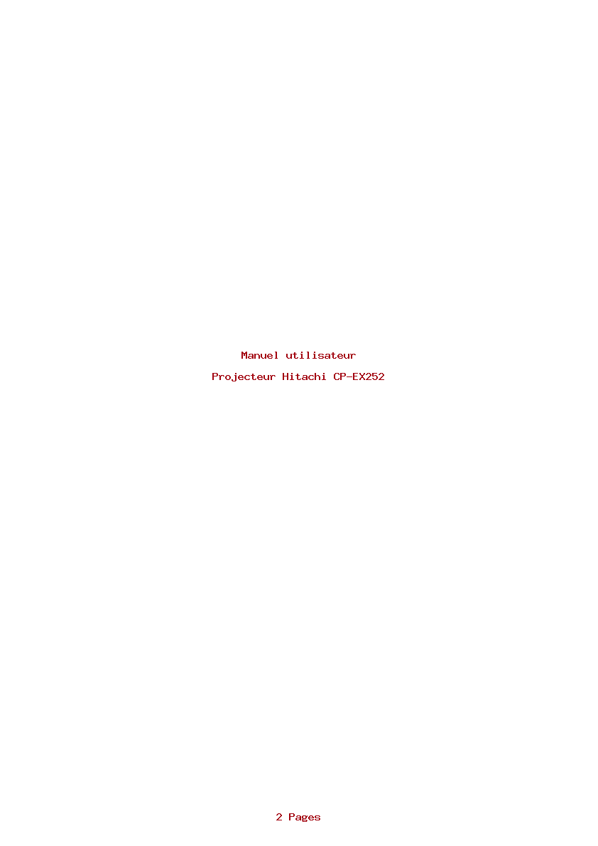 Page 1 de la notice Manuel utilisateur Hitachi CP-EX252