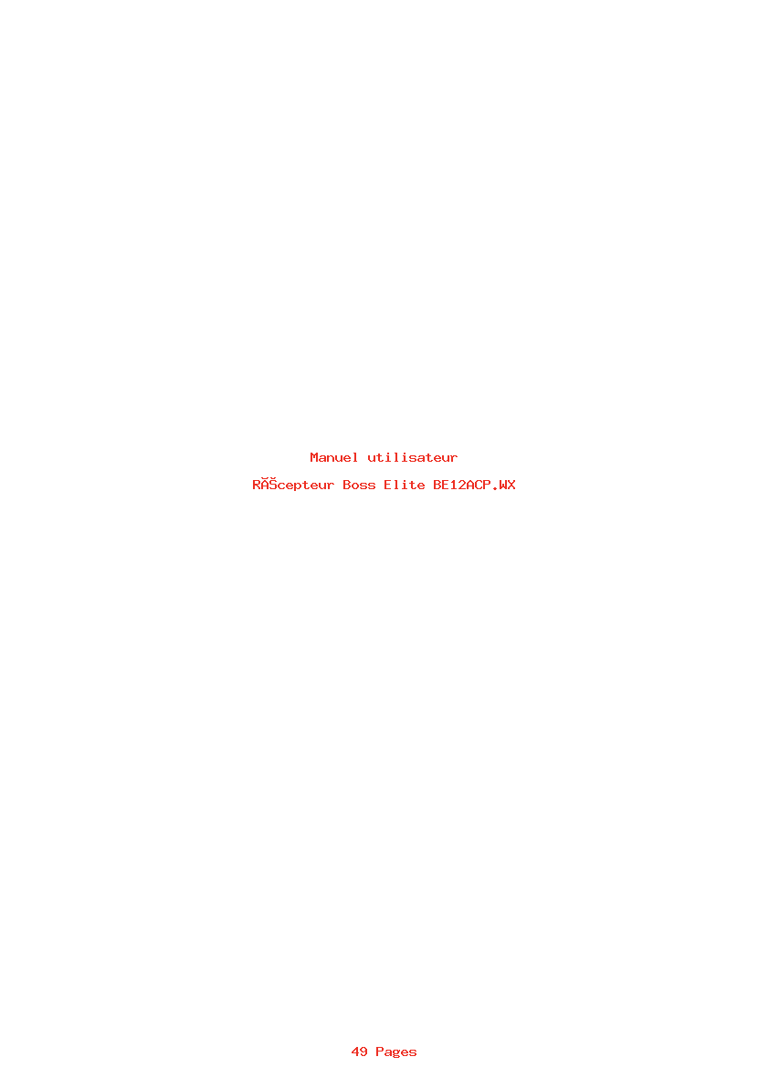 Page 1 de la notice Manuel utilisateur Boss Elite BE12ACP.WX