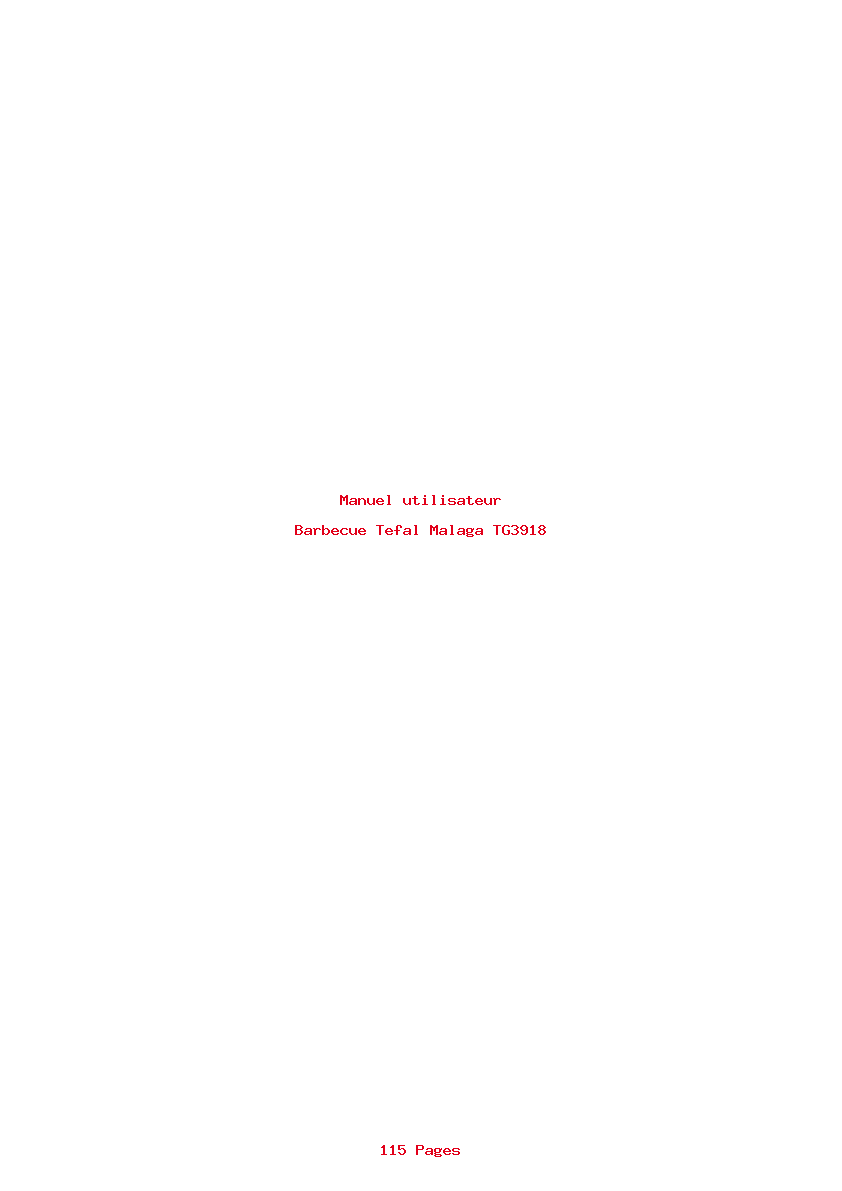 Page 1 de la notice Manuel utilisateur Tefal Malaga TG3918