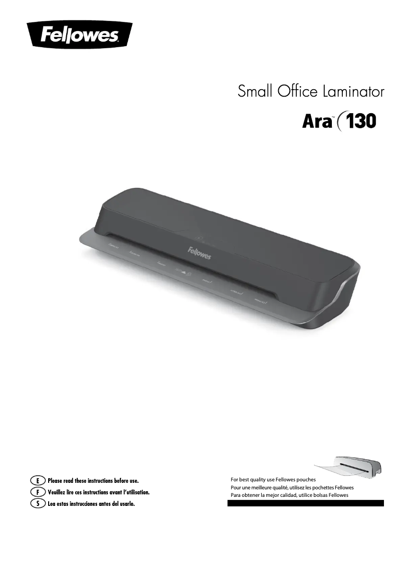 Page 1 de la notice Manuel utilisateur Fellowes Ara 130