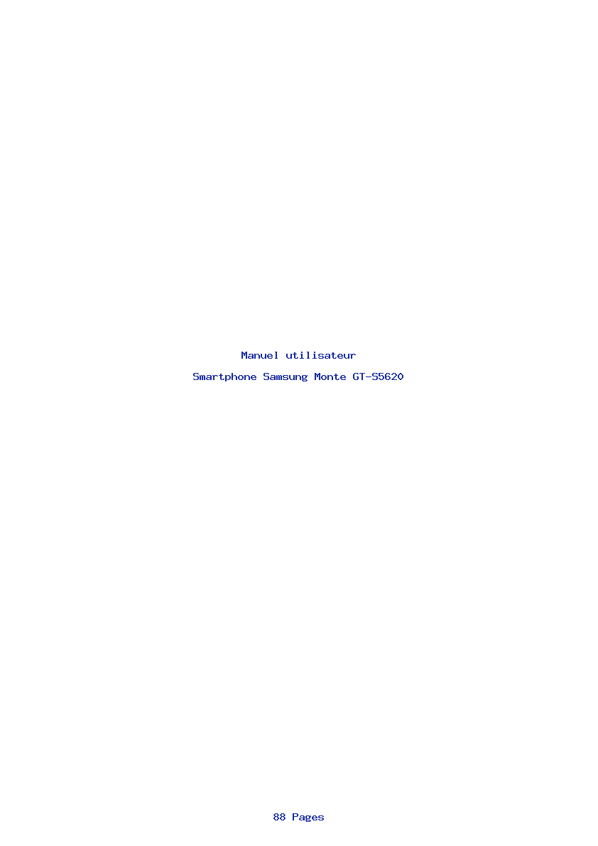 Page 1 de la notice Manuel utilisateur Samsung Monte GT-S5620