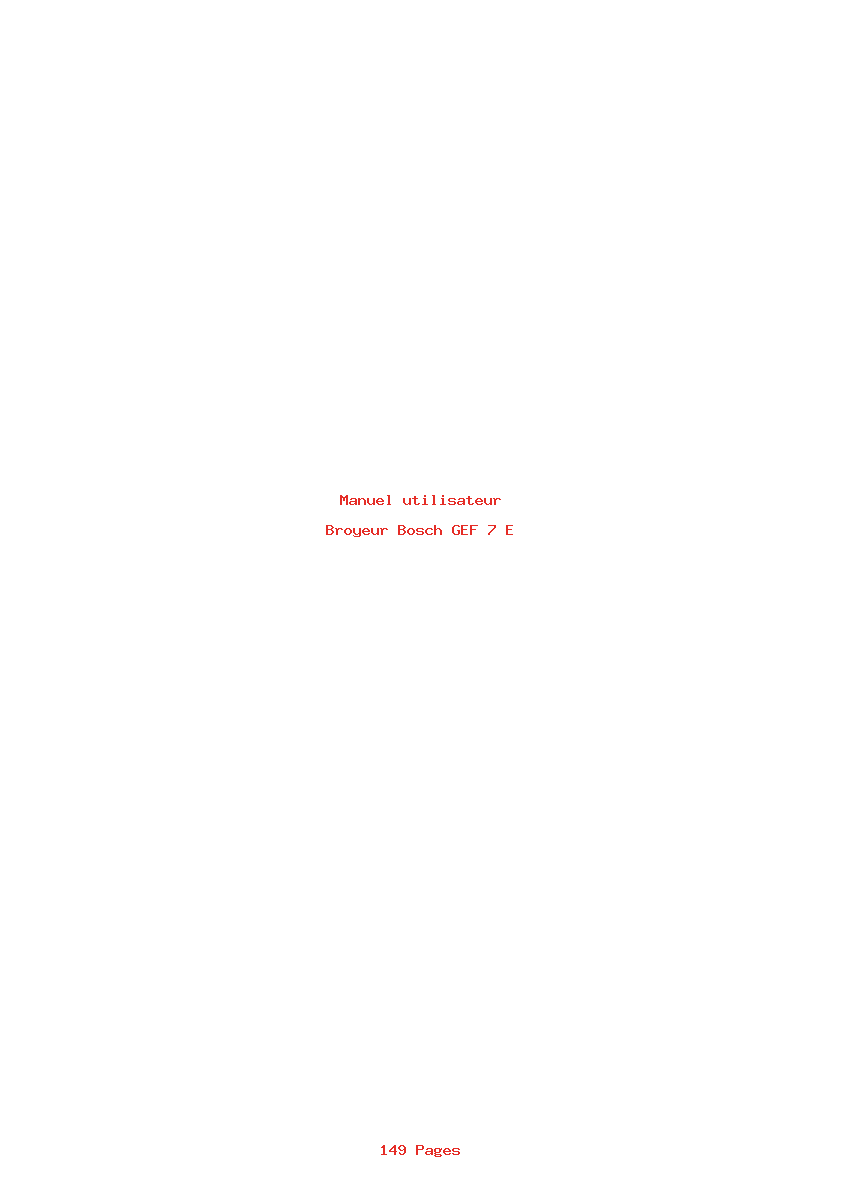 Page 1 de la notice Manuel utilisateur Bosch GEF 7 E