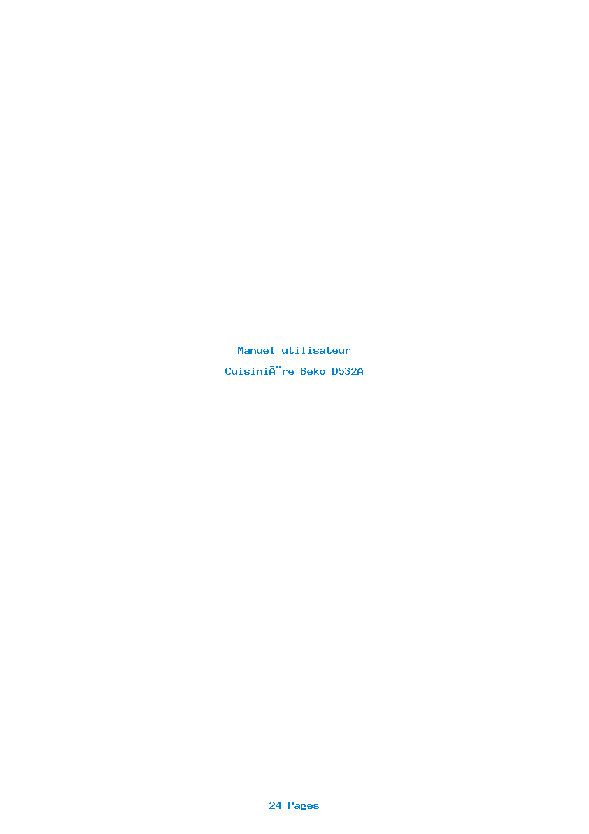 Page 1 de la notice Manuel utilisateur Beko D532A
