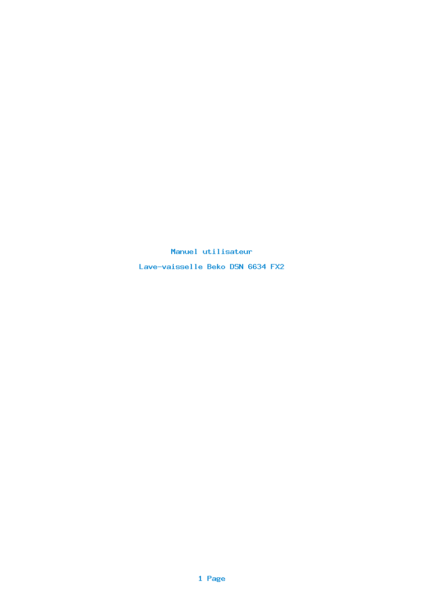 Page 1 de la notice Manuel utilisateur Beko DSN 6634 FX2