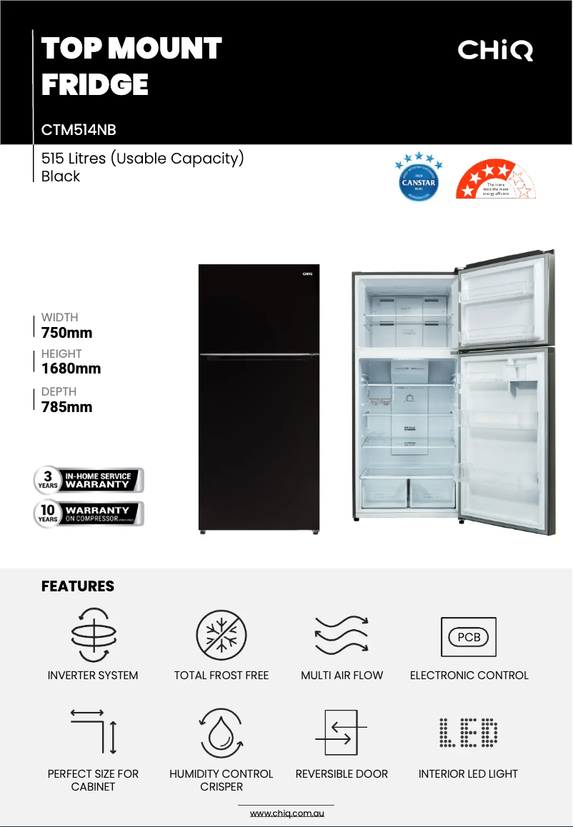 Página 1 del manual Ficha técnica CHiQ CTM514NB