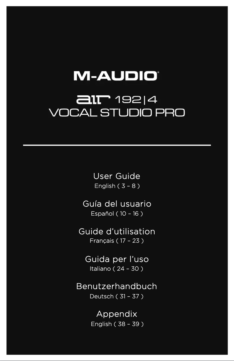 Page 1 de la notice Manuel utilisateur M-Audio AIR 192|4