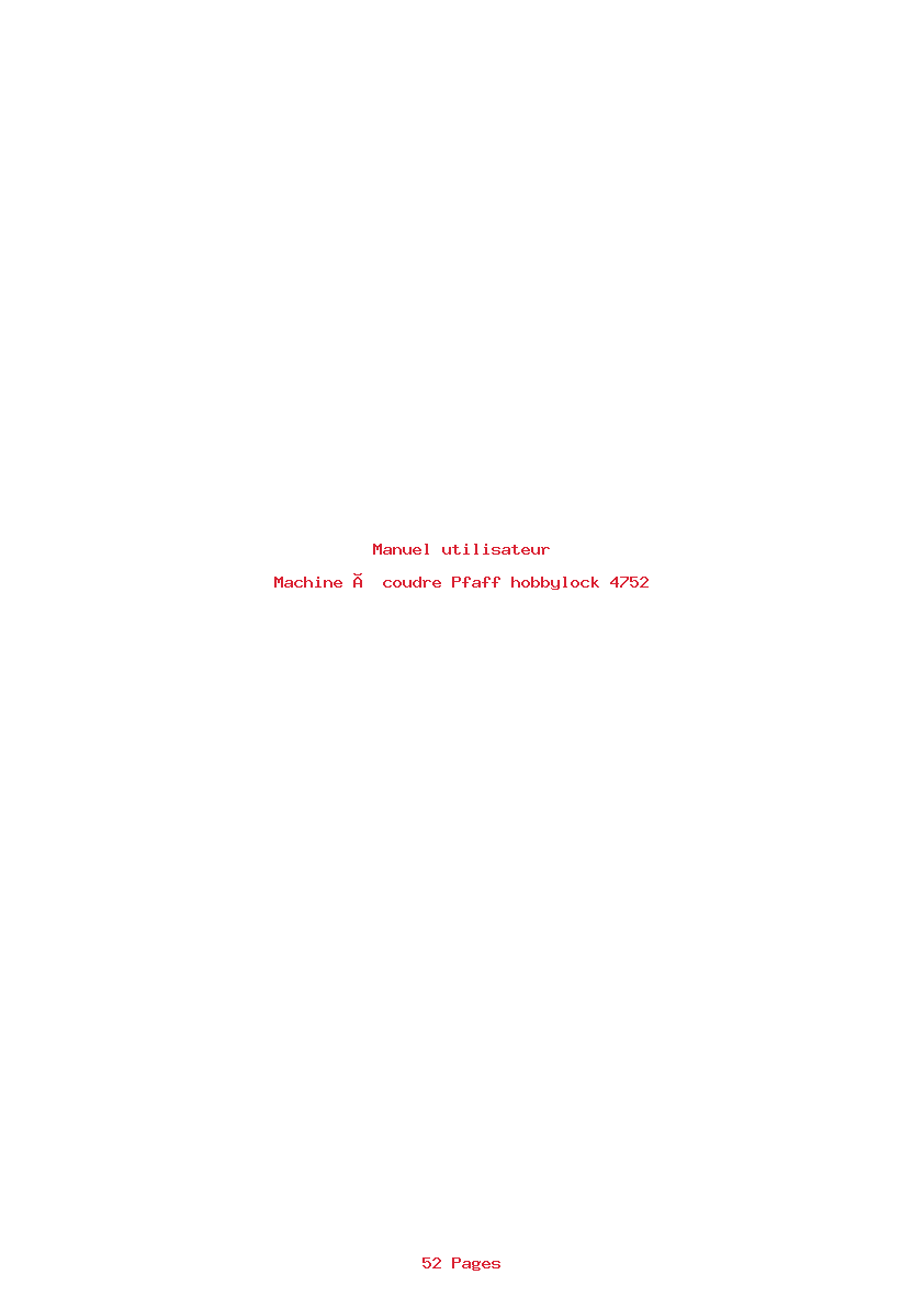 Page 1 de la notice Manuel utilisateur Pfaff hobbylock 4752