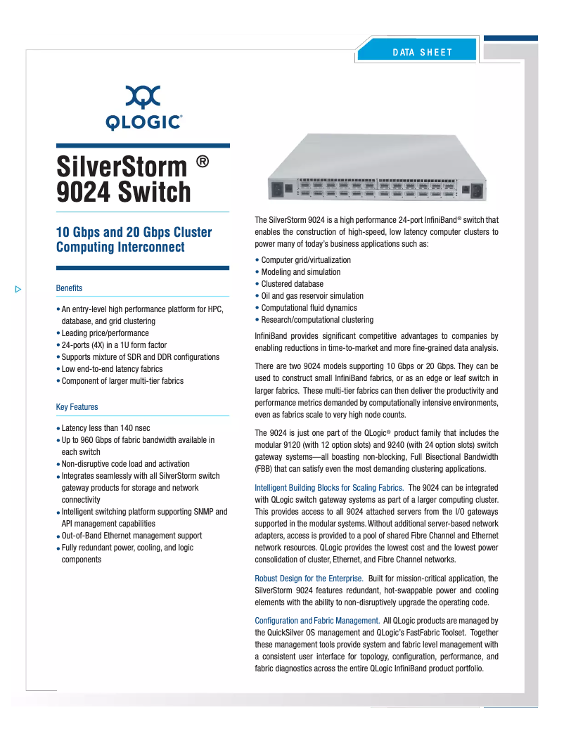 Página 1 del manual Manual de usuario QLogic The SilverStorm 9024