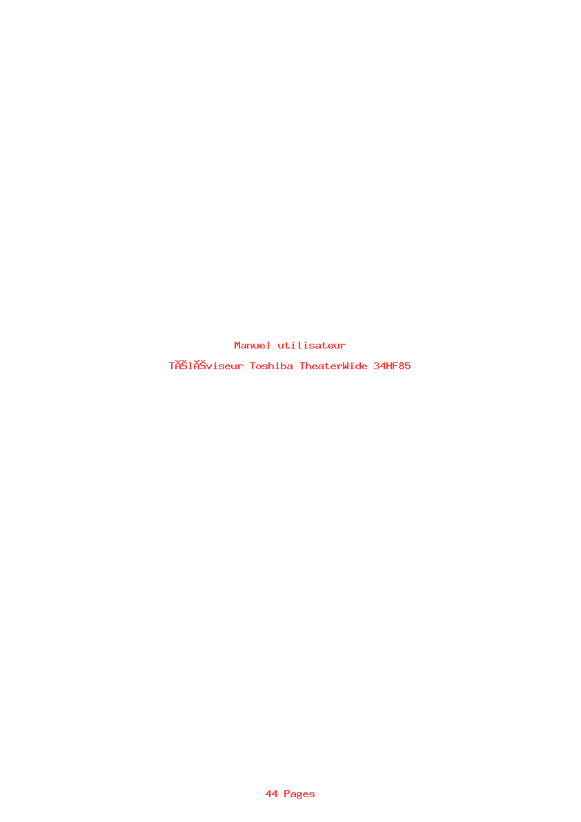 Page 1 de la notice Manuel utilisateur Toshiba TheaterWide 34HF85