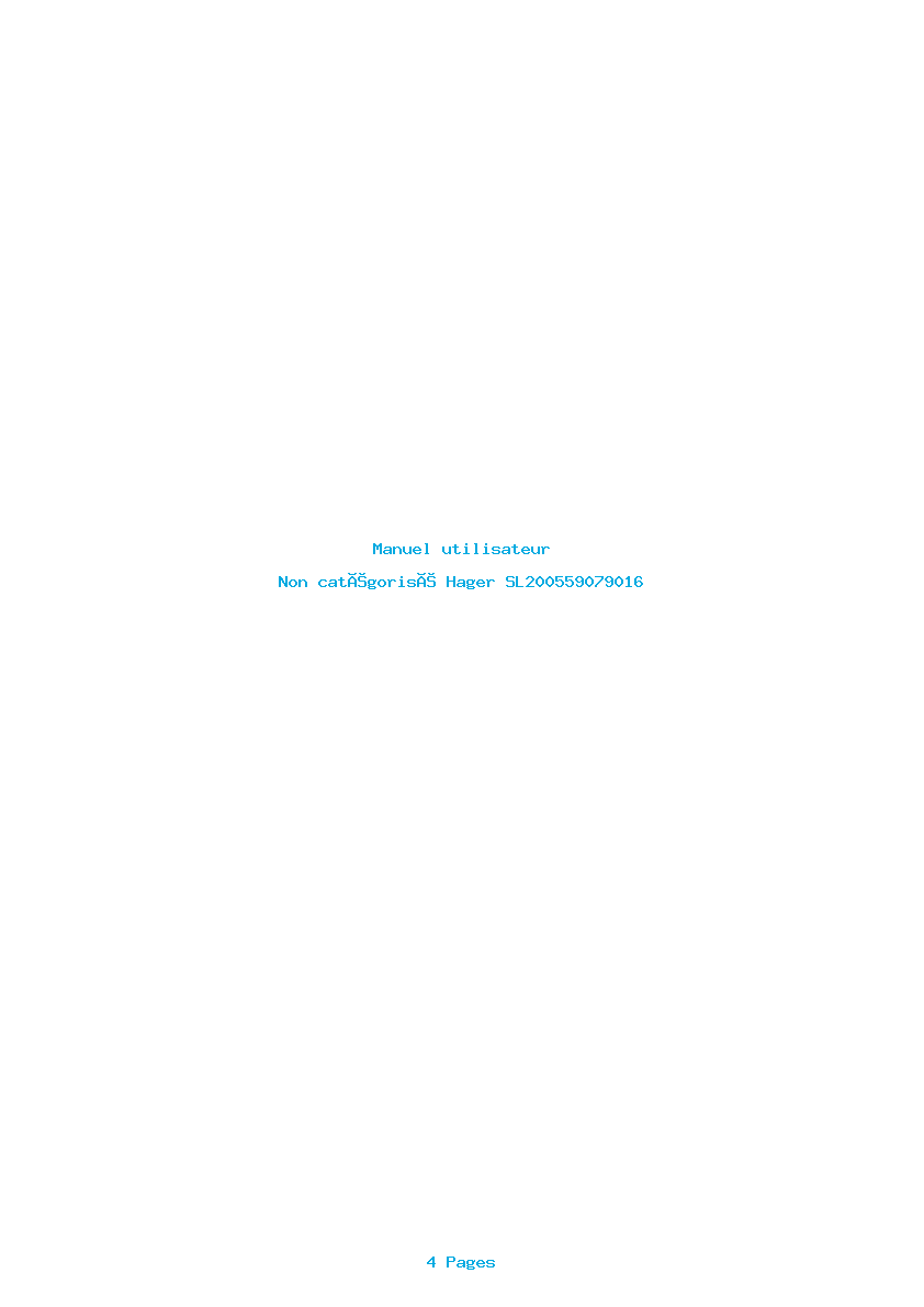 Page 1 de la notice Manuel utilisateur Hager SL200559079016