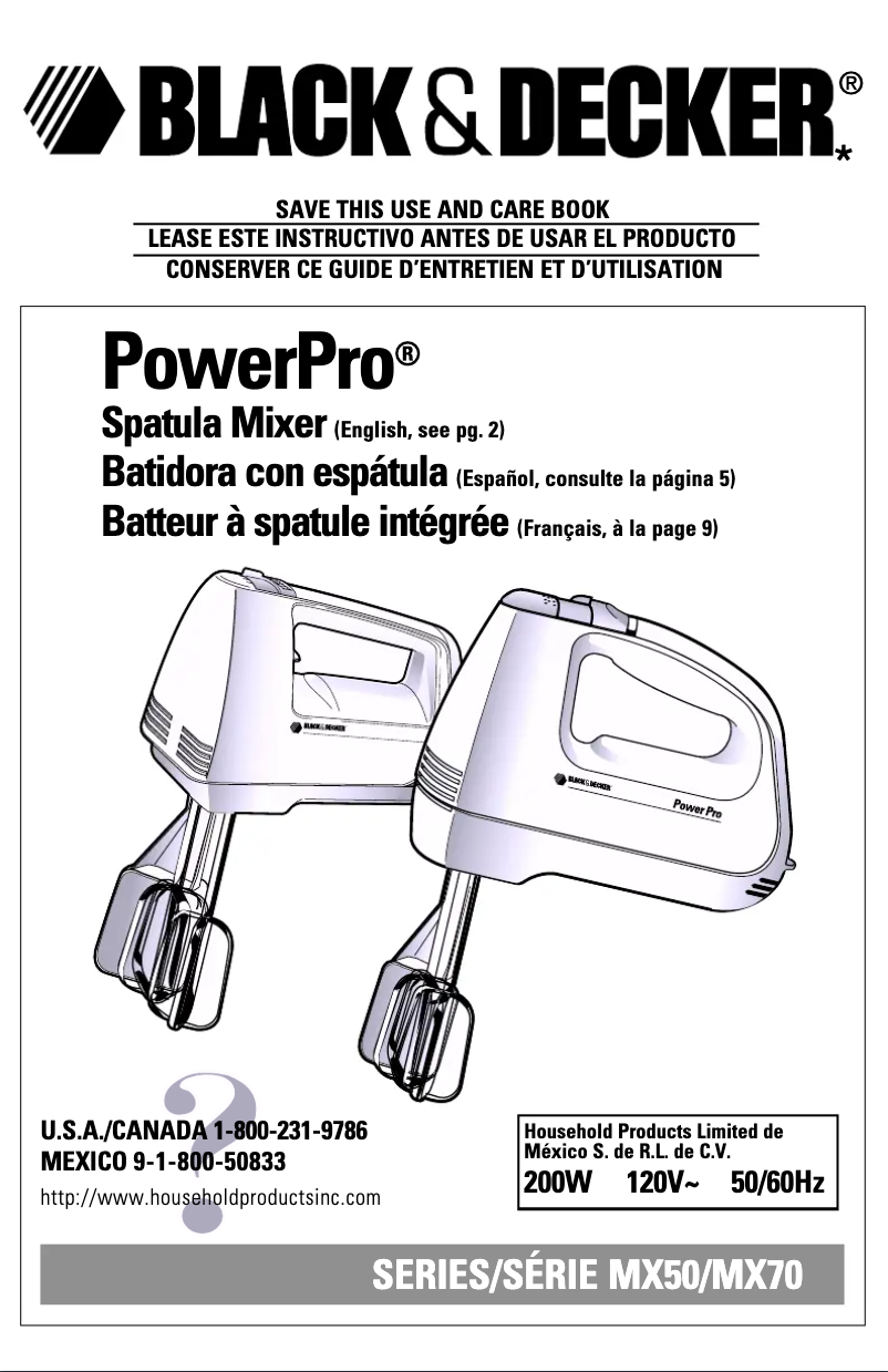 Page 1 de la notice Manuel utilisateur Black & Decker MX70