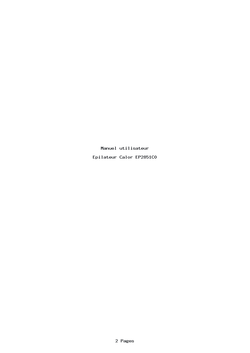 Page 1 de la notice Manuel utilisateur Calor EP2851C0
