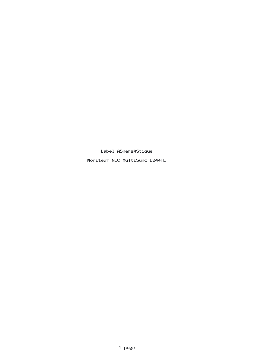 Page 1 de la notice Label énergétique NEC MultiSync E244FL