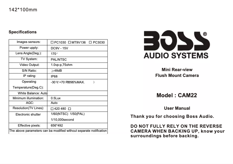 Page 1 de la notice Manuel utilisateur Boss CAM22