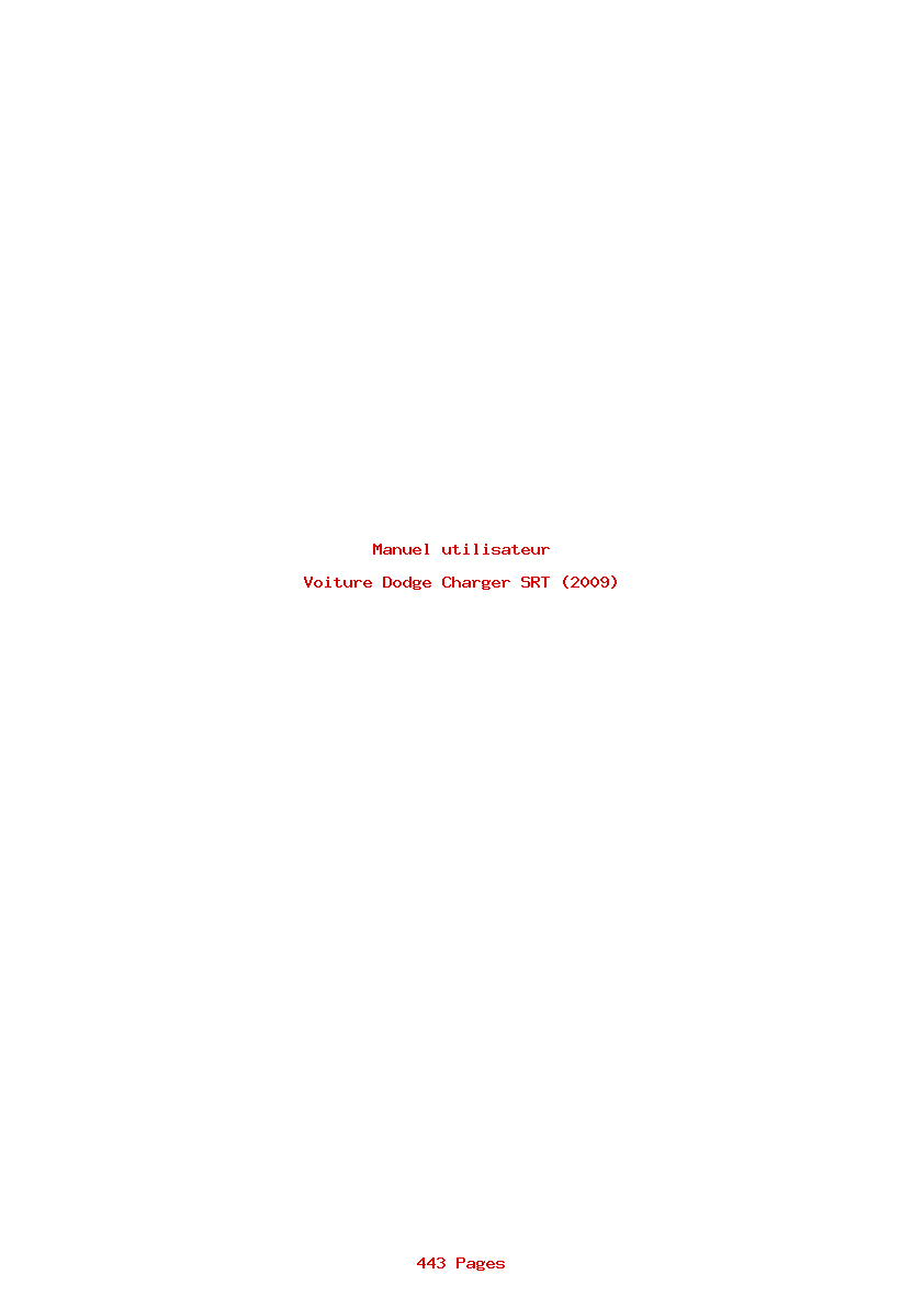 Page 1 de la notice Manuel utilisateur Dodge Charger SRT (2009)