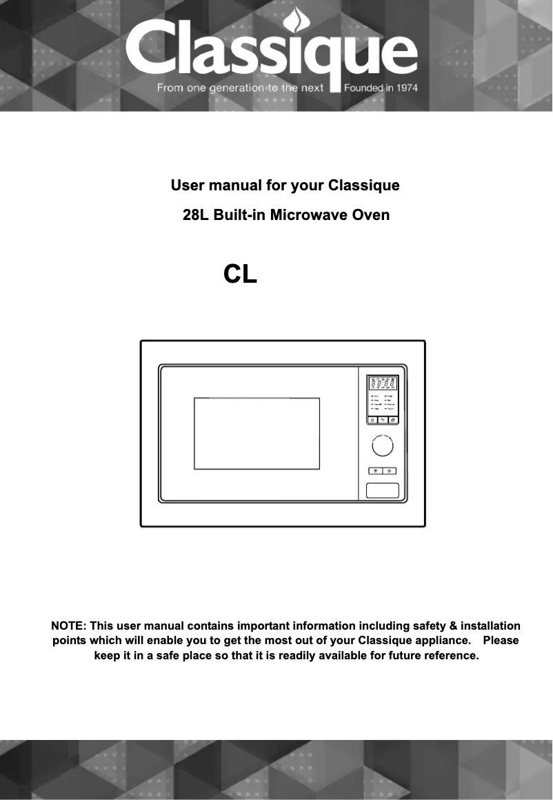 Page 1 de la notice Manuel utilisateur Classique CLM28GK