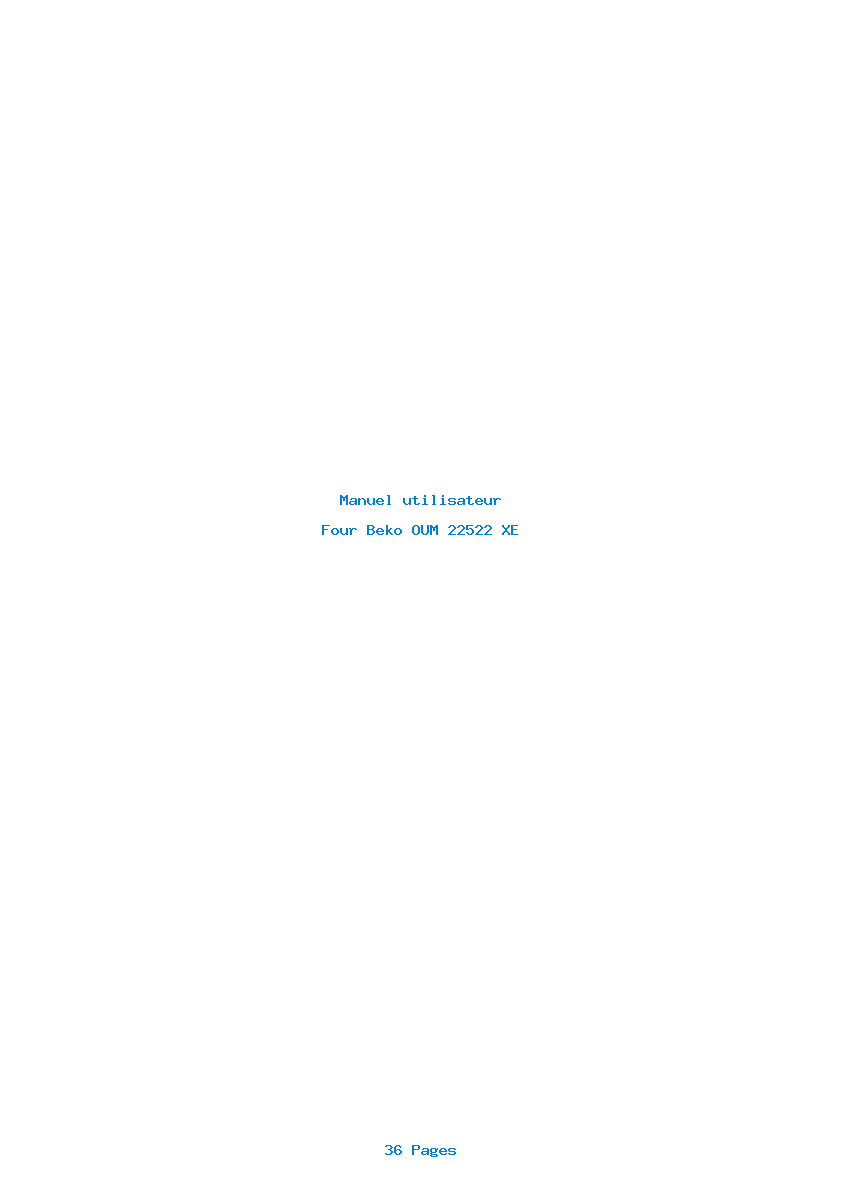 Page 1 de la notice Manuel utilisateur Beko OUM 22522 XE