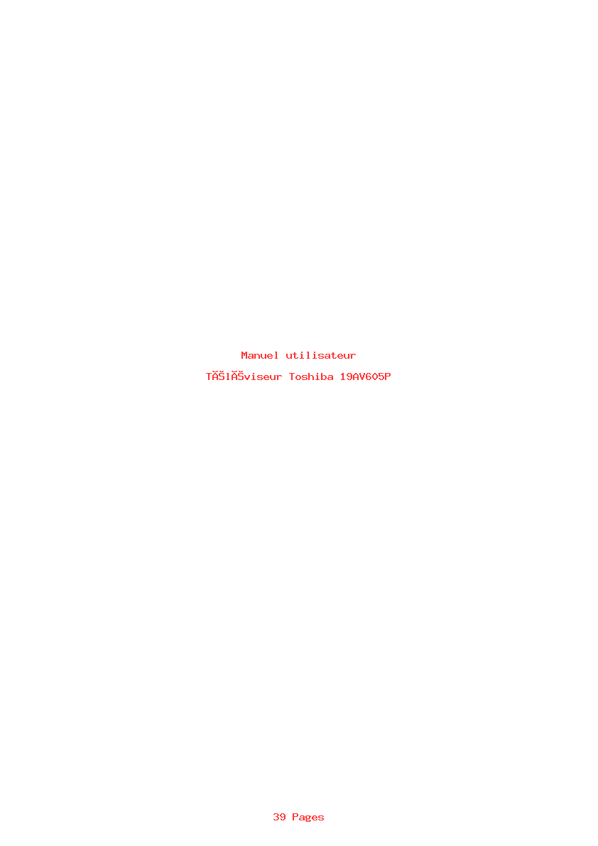 Page 1 de la notice Manuel utilisateur Toshiba 19AV605P