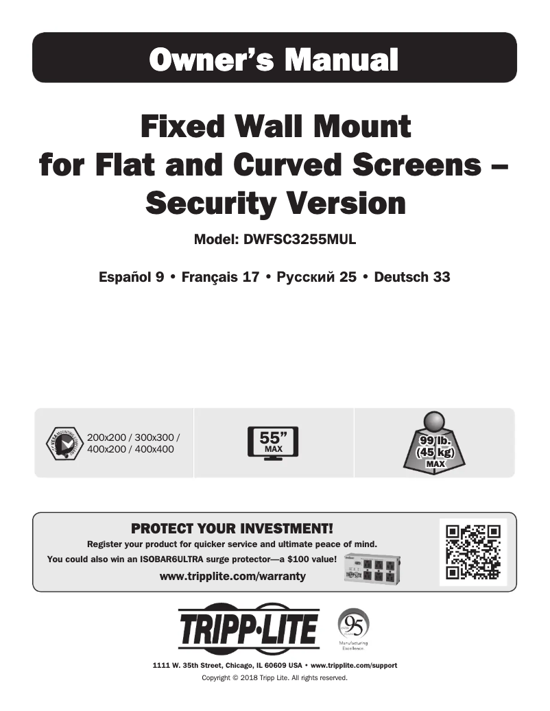 Page 1 de la notice Manuel utilisateur Tripp Lite WorkWise DWFSC3255MUL