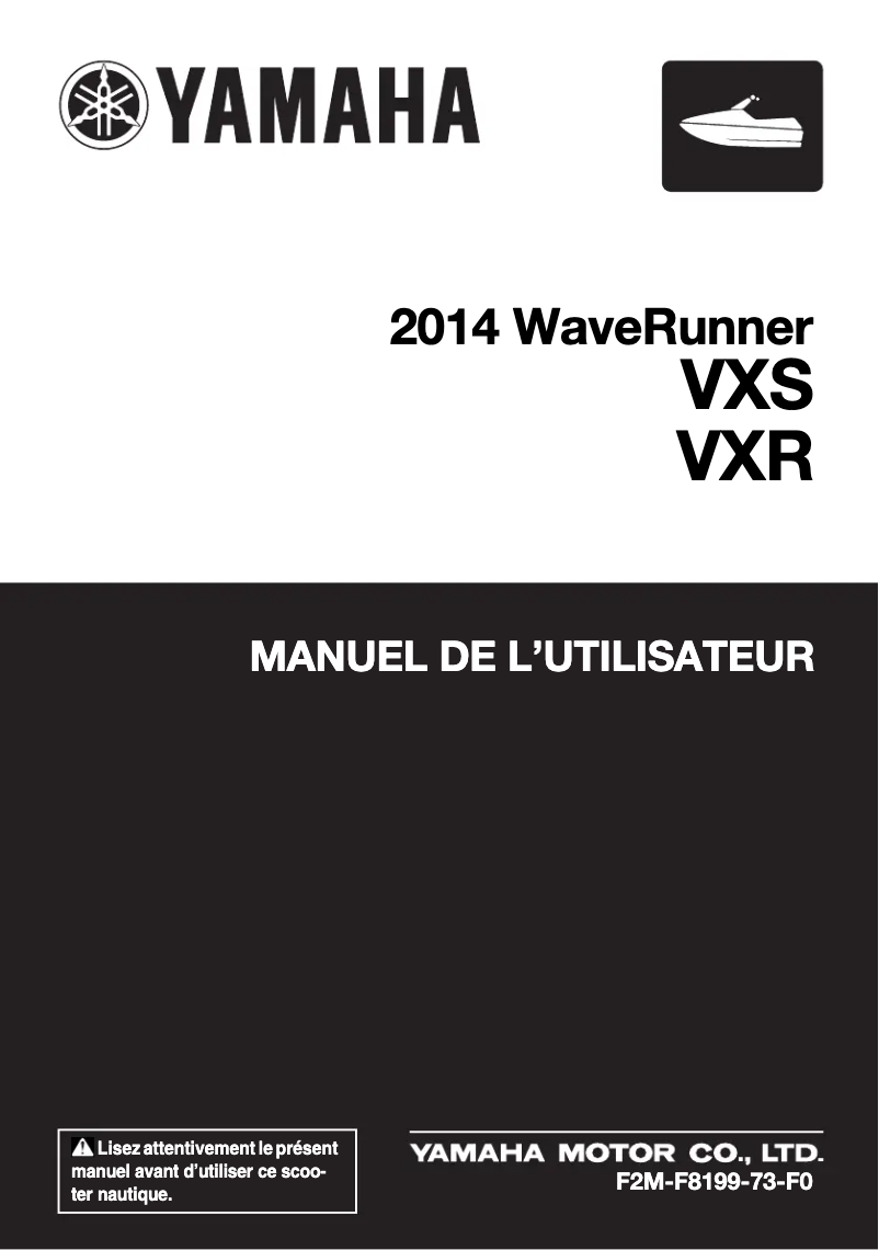 Page 1 de la notice Manuel utilisateur Yamaha WaveRunner VXR (2014)
