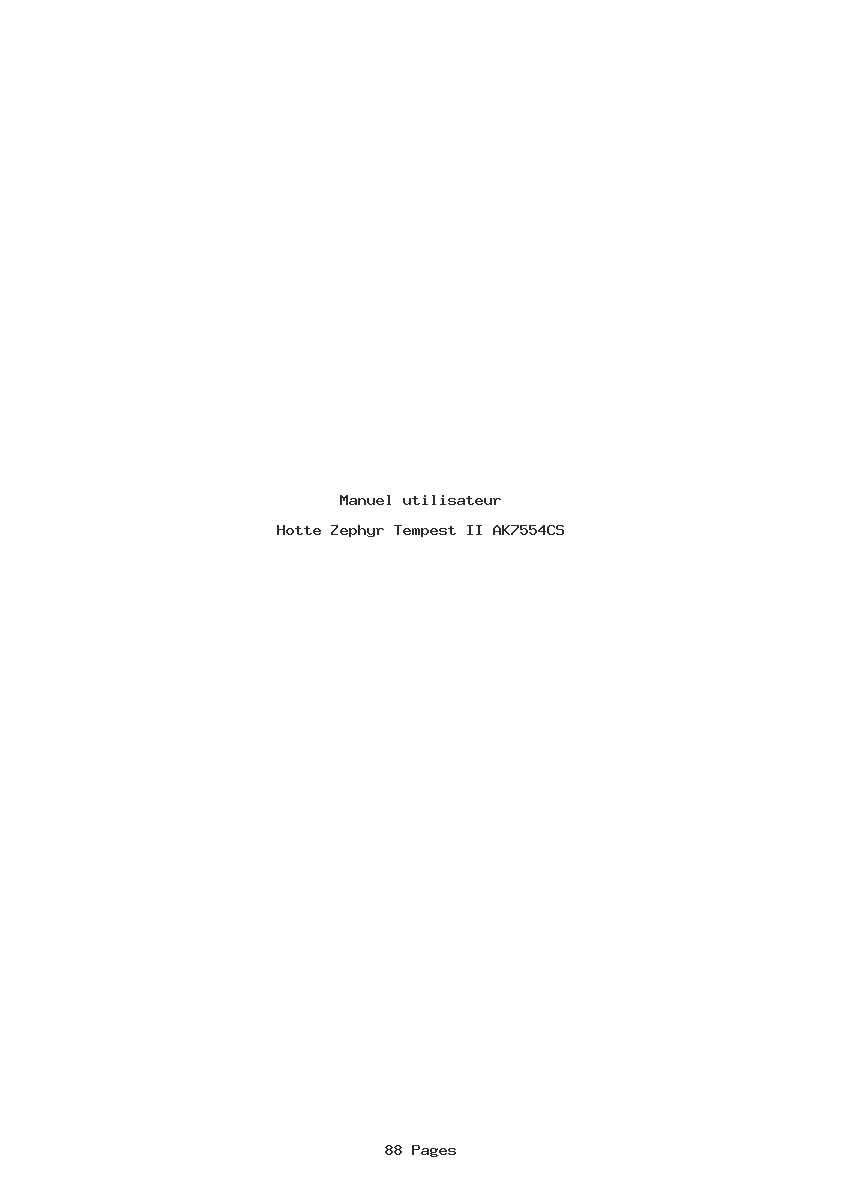 Page 1 de la notice Manuel utilisateur Zephyr Tempest II AK7554CS