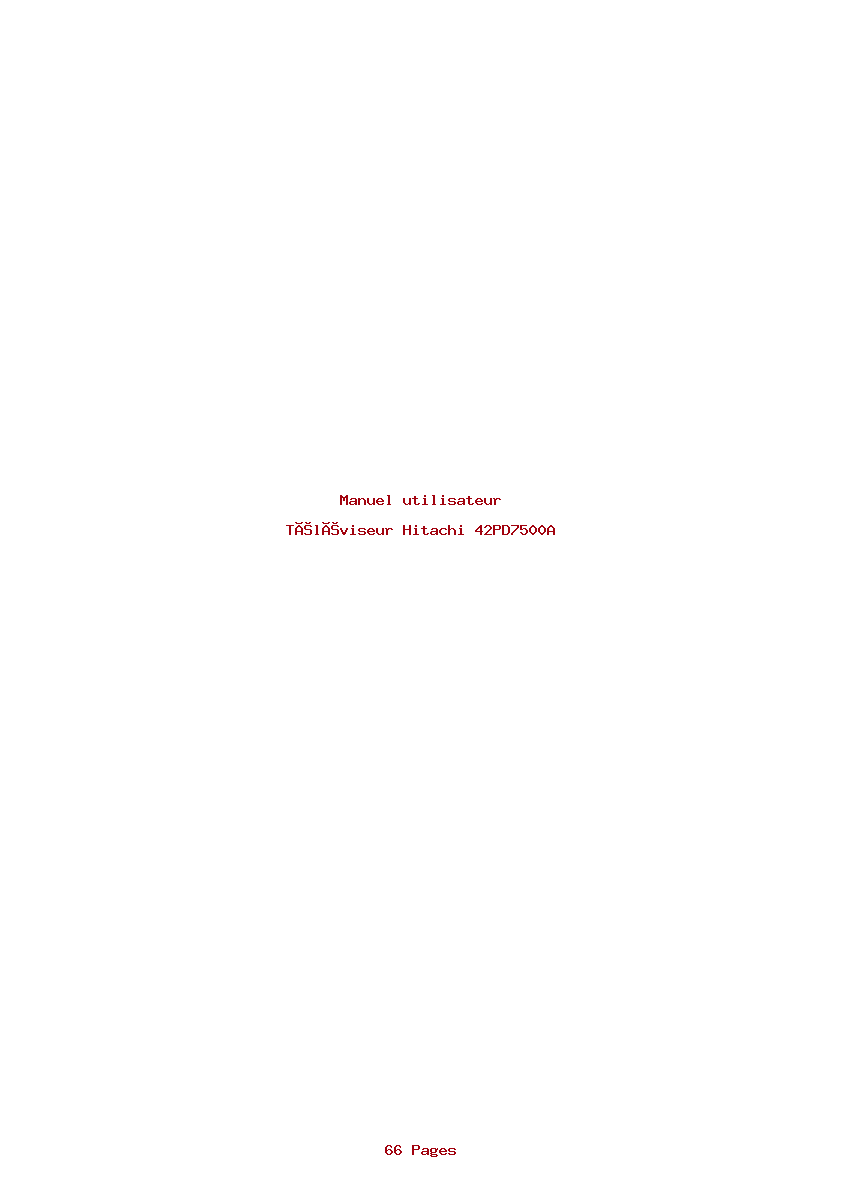 Page 1 de la notice Manuel utilisateur Hitachi 42PD7500A