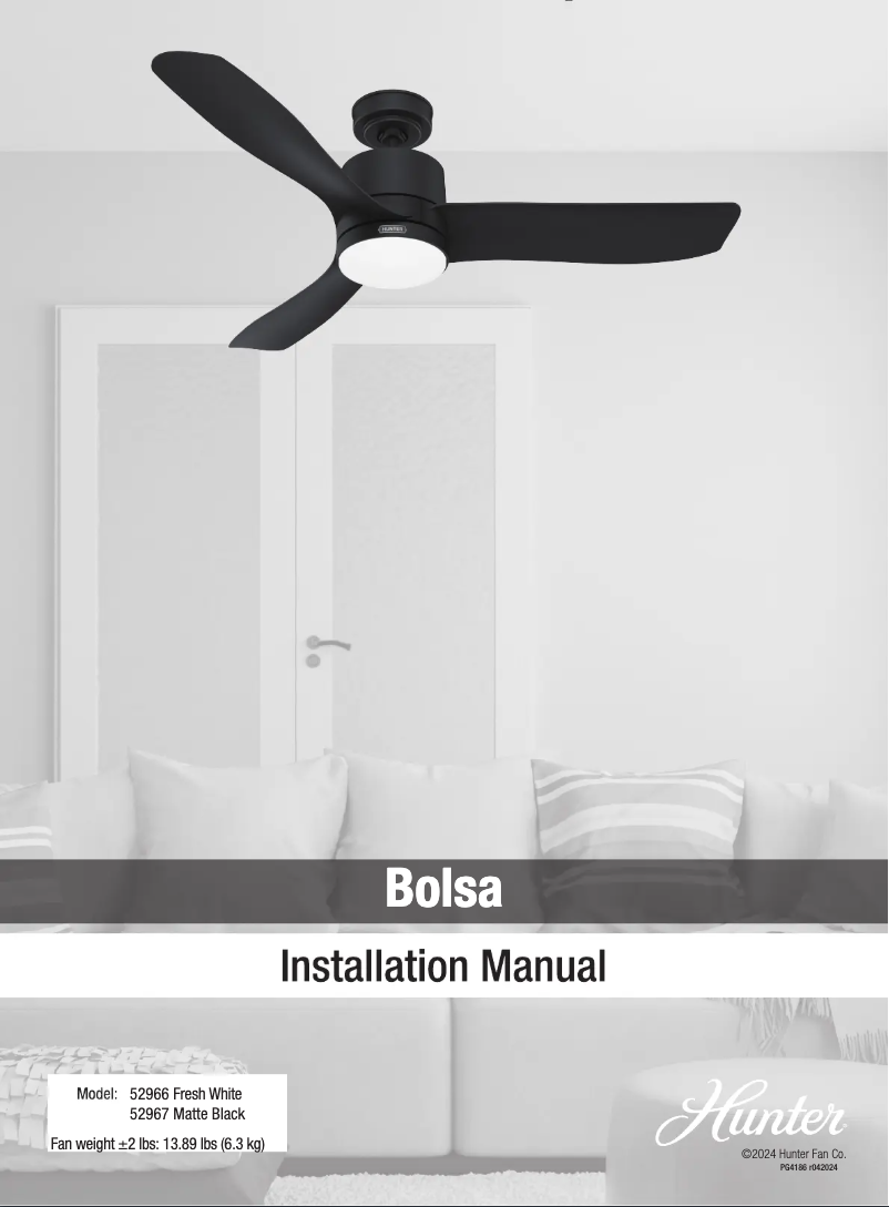 Page 1 de la notice Manuel utilisateur Hunter Bolsa