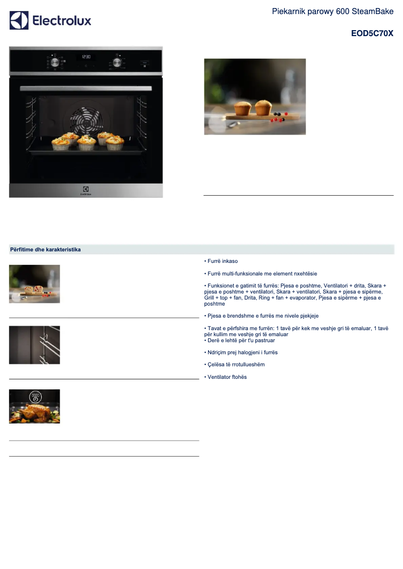 Página 1 del manual Ficha técnica Electrolux EOD5C70X
